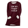 thumbnail image 3 of Jinhomg Warm Sherpa Sweatshirt for Women Cute Letter Print Long Sleeve Loungewear Tops Plus Size Soft Cozy Thick Fleece Lined Pullovers Winter Saving Wine S, 3 of 6