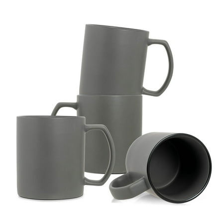 

Elanze Designs Solid Grey 13 ounce Glossy Ceramic Coffee Mugs Pack of 4