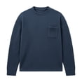 thumbnail image 5 of Zynoxe Men's Long Sleeve T-Shirt with Chest Pocket Plus Size Round Neck Top for Men Comfort Waffle Knit Tee Shirt Casual Loose Solid Color Pullover Top L, 5 of 6