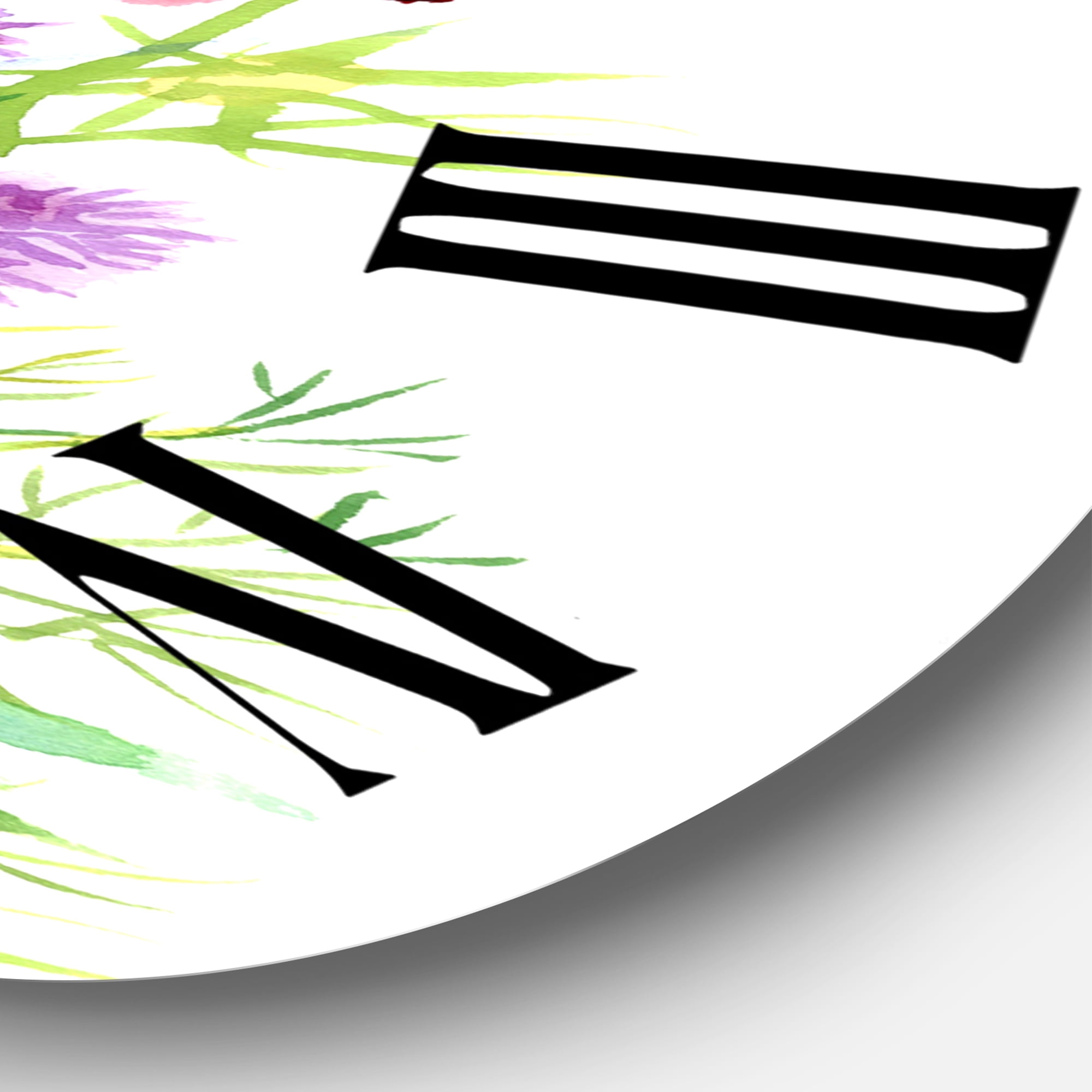 Designart 'Colorful Wildflowers In Nature' Farmhouse Wall Clock