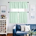 thumbnail image 2 of Green White Stripe Kitchen Curtains Sets for Windows 36 Inch Length, Modern Minimalist Geometric Striped Rod Pocket Window Treatments Tier Curtains and Valances Set for Bedroom/Bathroom, 2 of 8