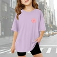 thumbnail image 4 of Girl's Palm Puff Graphic T Shirts Short Sleeve Crew Neck Cute Shirts Oversized Loose Tee Summer Tops Purple 3-4 Years, 4 of 7