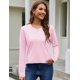 thumbnail image 4 of Camisa YUCOLEN para mujer, algodón, manga larga, cuello redondo, rosa claro, 4 of 8