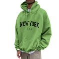 thumbnail image 3 of Men's & Women's Raglan Sleeve Pullover Hoodie with NEW YORK Print, Unisex Loose Fit Sweatshirt, Casual Streetwear for Christmas, Travel, and Weekend Outings,Green,4XL, 3 of 5