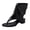Black, variant on Flip Flops Gladiator Sandals for Women Fashion Gothic Roman Casual Leather Front Zip up Chunky Block Low Heels Foldover Wide Mid Calf Dress Booties Summer Beach Black Size 6.5