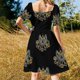 thumbnail image 5 of Vestido retro de manga corta con estampado floral de rata en rosa y verde azulado, vestidos de verano para mujer 2025, ropa femenina, traje de verano para mujer, vestido, 5 of 7