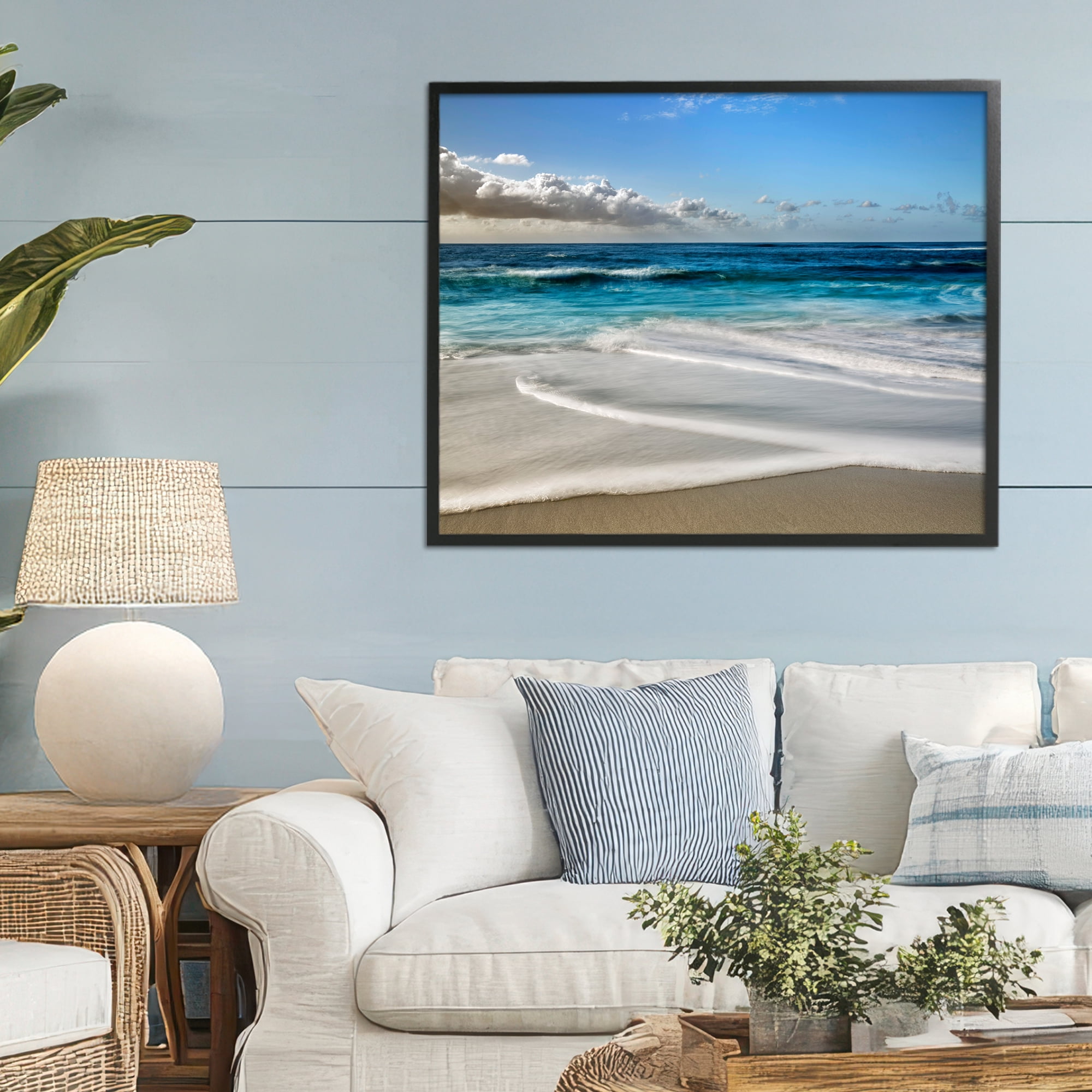 Stupell Industries Morning Foam on Shore Black Framed Giclee Art, design by Superstock