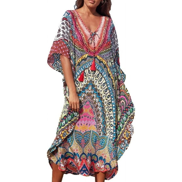 Women's Long Boho Beach Dresses Summer Maxi Dress Pareo Bikini Cover Ups for Holiday and Beach