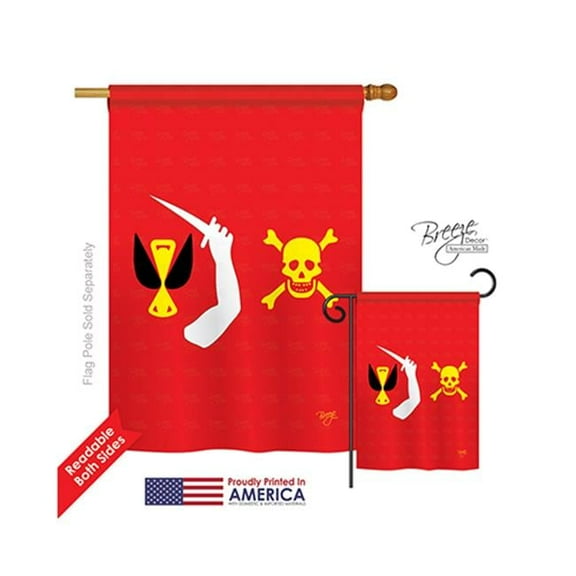 Breeze Decor 07043 Pirate Christopher Moody 2-Sided Vertical Impression House Flag - 28 x 40 in.