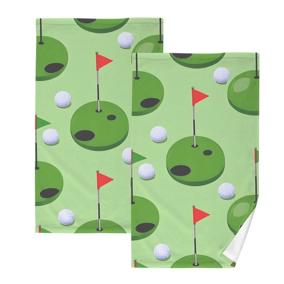 Ryvnso Golf Ball and Flag Cotton Hand Towels Sets Face Towel 2 PCs Bathroom Decorative