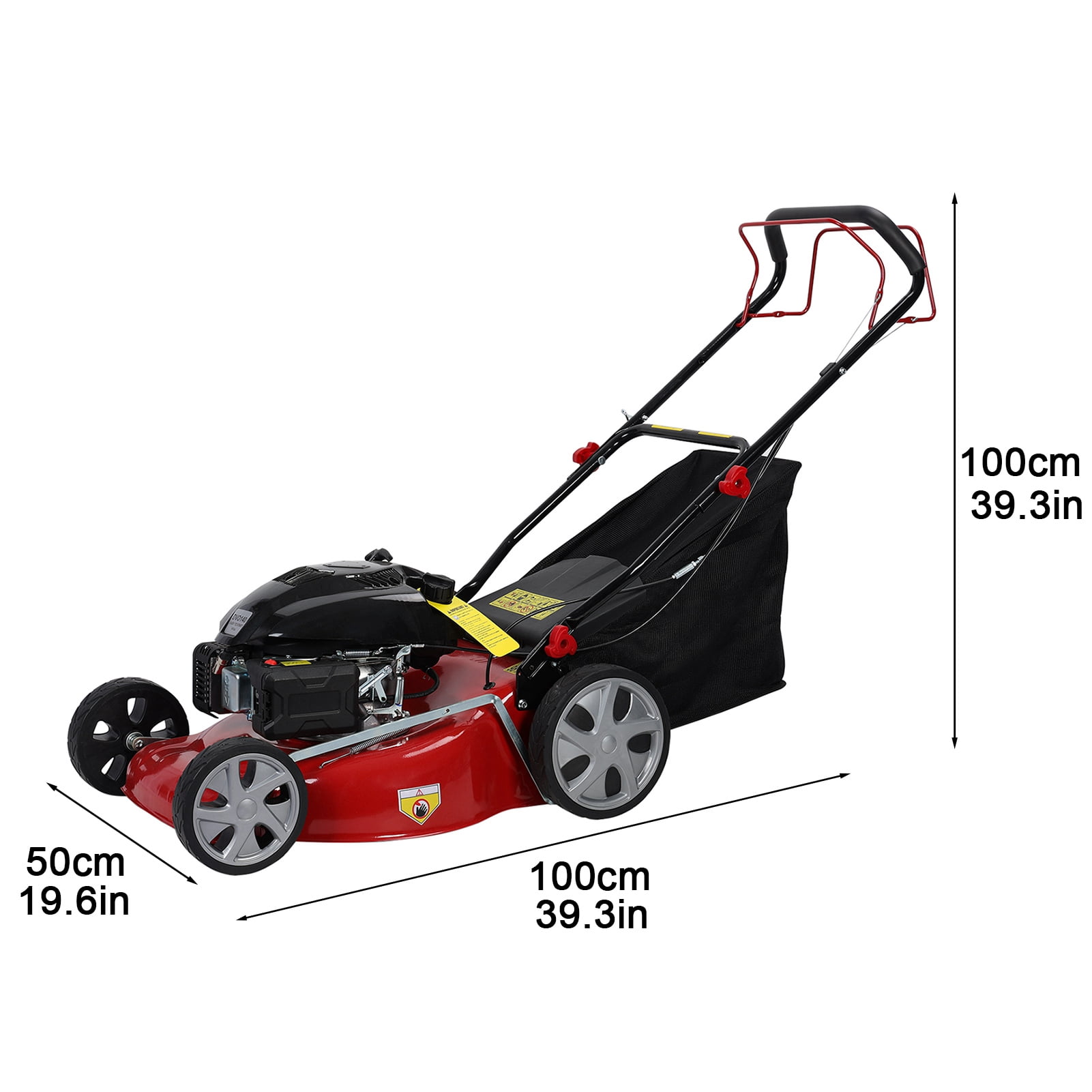 Wharick Lawn Mower 20inch Self Propelled Lawn Mower 141CC 4-stroke Gas Engine Lawn Mower with 50L Grass Tank 2850RPM for Garden,Yard, Bush, Shrubs