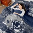 thumbnail image 4 of jejeloiu Football Game 7pcs Bedding Comforter Set,Gray Deepblue Queen Bedding Sets For Teens Reversible, 4 of 8