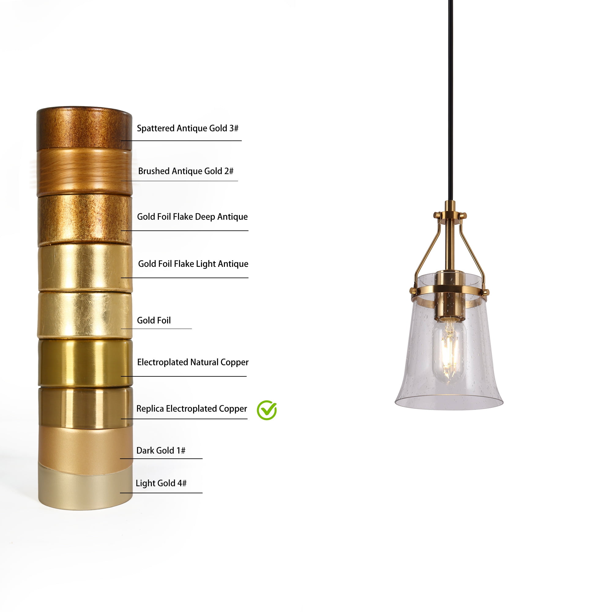 LNC Gold & Clear Glass Mini Pendant Light, Bell , Adjustable Height - Kitchen & Hallway