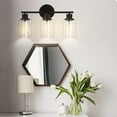 thumbnail image 2 of XiNBEI Black Bathroom Vanity Light - 3 Light Modern Wall Fixture With White Glass Shades 2 of 14