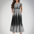 thumbnail image 4 of Shorts pour Fille, Robe à Manches Courtes, Mode Été Nouvelle Robe à Manches Courtes Col Rond Couleur Unie, 4 of 5