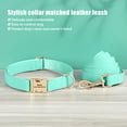 thumbnail image 2 of Pet Artist Personalized PU Leather Dog Collar and Matching Leash set Custom ID Metal Buckle Pet Name / Number Adjustable for Small Large Breeds, 2 of 5