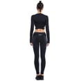 thumbnail image 3 of Camisetas Cortas Con Cuello Redondo Para Mujer, Camisetas Deportivas De Manga Larga Cruzadas Para La Barriga Para Yoga, Fitness, Camisetas Sin Mangas Para Correr Moyic OD016221-01, 3 of 6