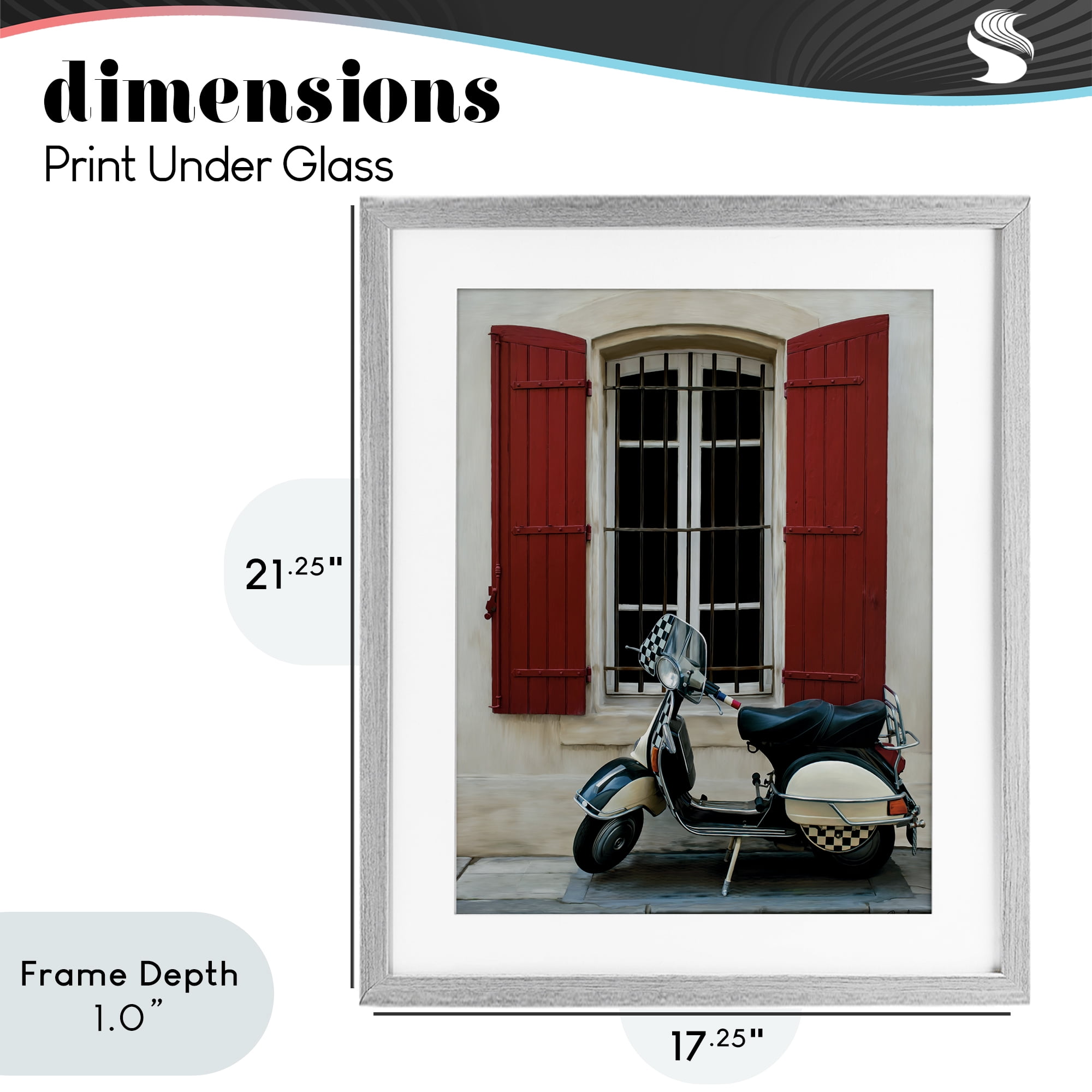 Stupell Industries Two Wheel Dream Gray Framed Print Under Glass, design by Renel Peters