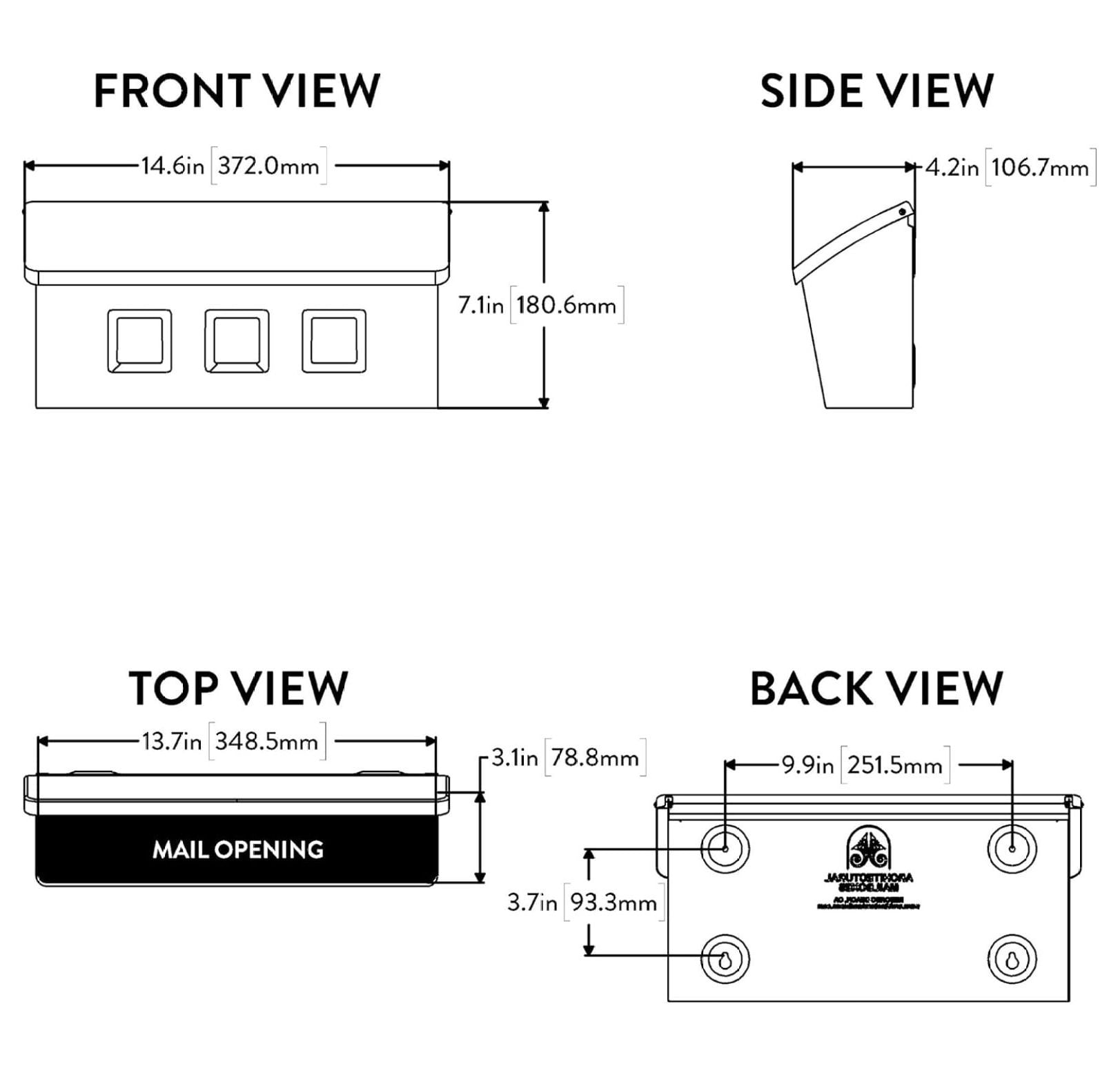 Werqueid Wayland Galvanized Steel Wall Mount Mailbox, 2689W-10, White, Small Capacity