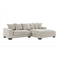 thumbnail image 3 of 102.4'' Oversized L Shaped Sectional Sofa with Chaise, 4 Seater Luxury Corduroy Fabric Cloud Couch, Soft Furry Deep Seat  Sofa with Pillows & Wide Arm, Right Facing, Ivory, 3 of 8