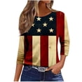 thumbnail image 3 of Conairie Women Patriotic T Shirts 3/4 Sleeve Crew Neck Loose 4th of July Shirt With American Falg Print Summer Trendy Casual Tops Red XXXXL, 3 of 7