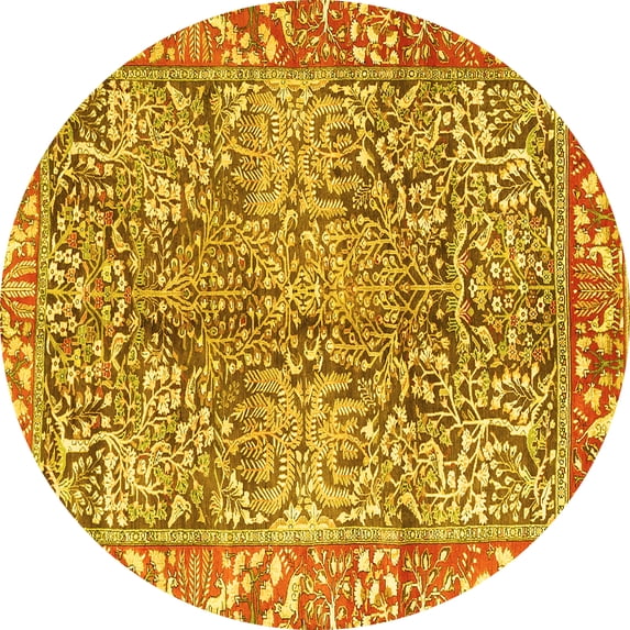 Ahgly Company Indoor Round Persian Yellow Traditional Area Rugs, 7' Round