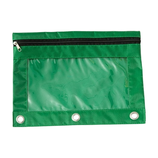 SLYNSHome 2Pcs B5 Cloth File Bag with Zipper,3-Hole Binder Storage, Spacious Transparent Compartment for Office Supplies - Green