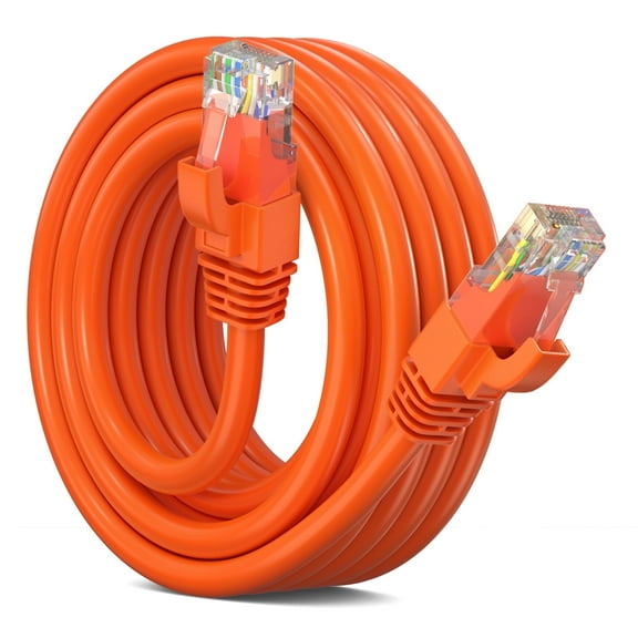 Maximm Cat 6 Ethernet Cable 15 ft – High-Speed LAN & Network Patch Cable, 10Gbps, 550 MHz, Orange UTP Cord – Gold-Plated RJ45 Connectors