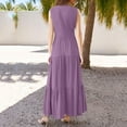 thumbnail image 4 of LOVZFMLL Summer Dresses for Women 2025 Casual Maxi Sundresses Sleeveless V Neck Pleated Tiered Beach Vacation Tank Dress Purple A L, 4 of 7