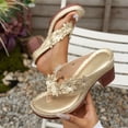 thumbnail image 2 of HomeDM Chunky Heels Thong Sandals for Women Round Open Toe Flip-Flops Comfort Summer Beach Vacation Sandals, Size 6.5, 2 of 7