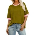 thumbnail image 4 of ylioge S-5X Plus Size T Shirts for Women Short Sleeve Crewneck Tees Tops Womens Casual Color Block Pullover Breathable Basic Blouses Top, 4 of 4