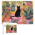 thumbnail image 3 of Cat Flower Puzzle - Black Cat Amidst A Jungle of Plants500 PCS,Challenging Puzzle Perfect for Game Nights, 3 of 5