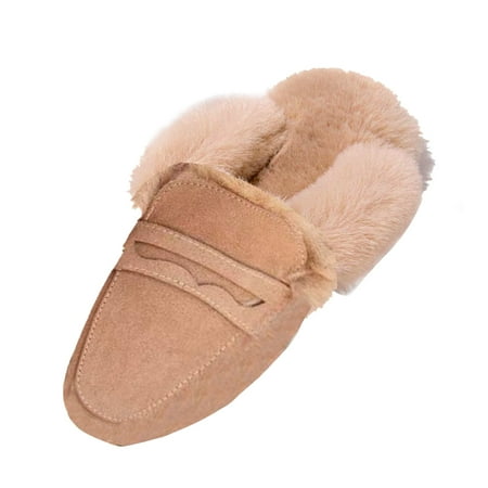 

Younar Women Fall Winter Furry Slippers Casual Faux Fur Flat Loafers