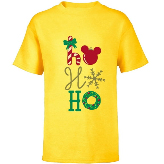 Disney Mickey Icon Ho Ho Ho Holiday - Short Sleeve T-Shirt for Kids -Customized-Yellow