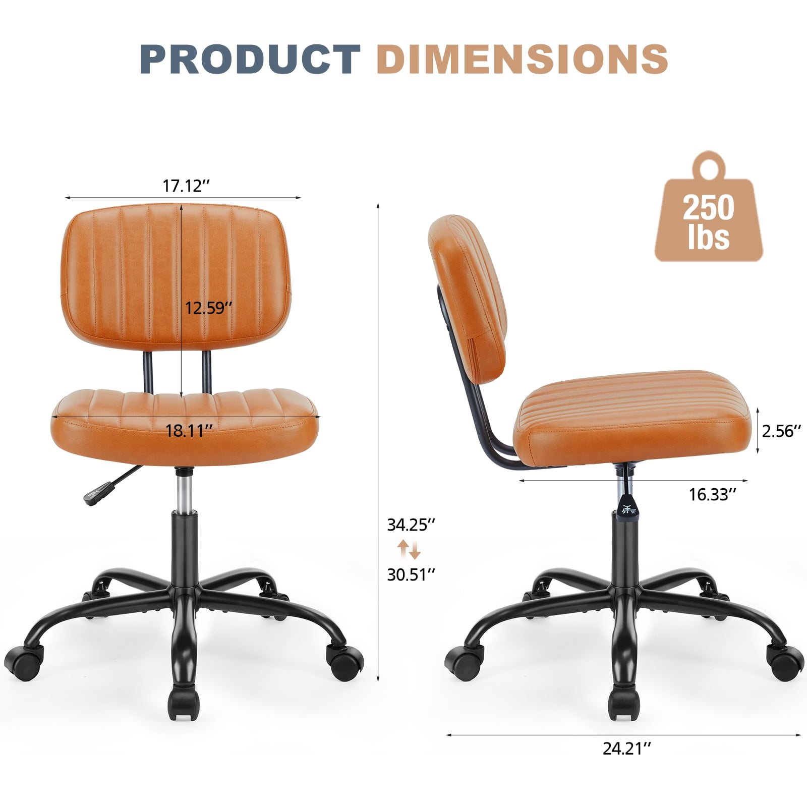 MAYEERTY Ergonomic Mid-Back Executive Office Chair Swivel Computer Desk Task Chair，Orange