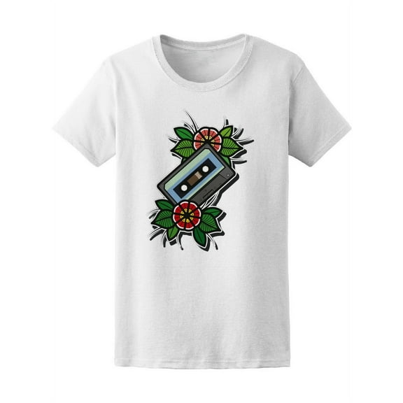 Audio Cassette With Flowers Tee Women's -Image by Shutterstock