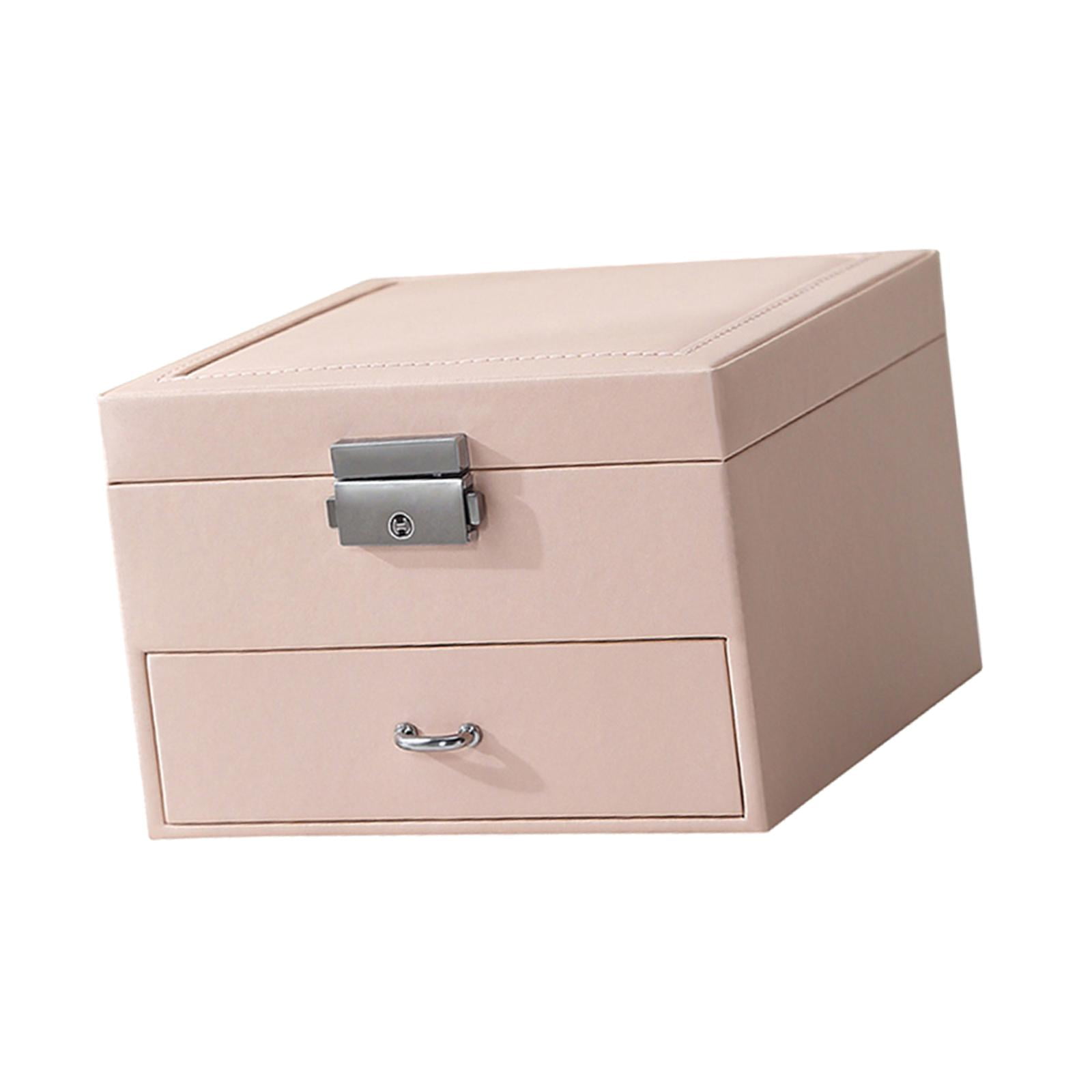 FVDPWYE Jewellery Box Organizer for Women Girls Jewelry Storage Case 2 Layer Display for Pink