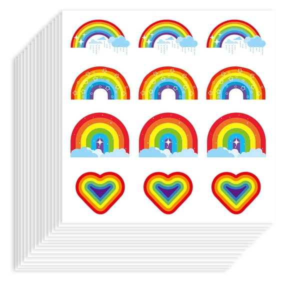 20pcs Self-Adhesive Paper Decorative Stickers for Party Decorative Presents Sealing Rainbow 90x90mm 12patterns/pc