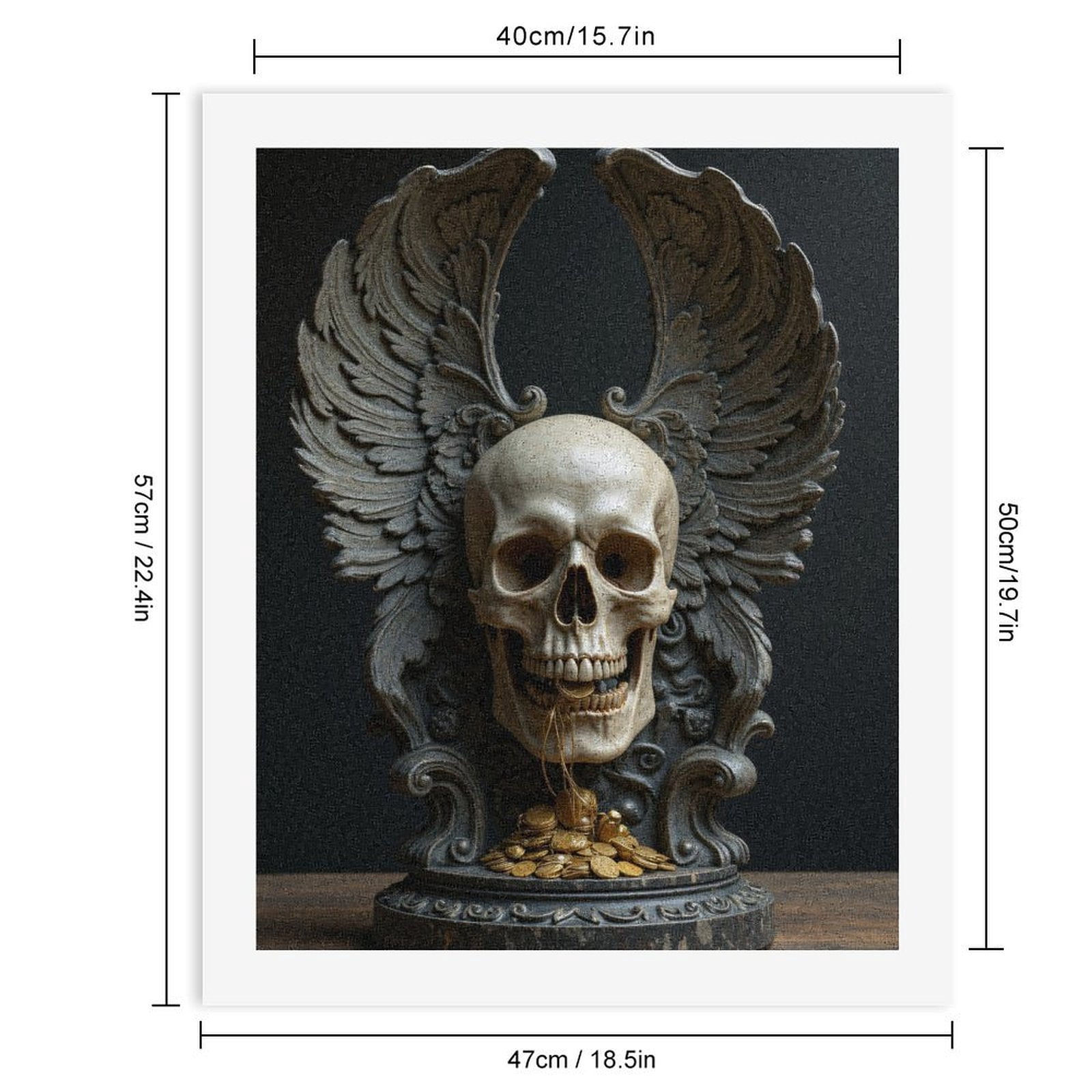 Paint By Numbers Kit for Adults Beginner - DIY Skull Wings Coins Sculpture Art Canvas Painting Kits for Adults, Frameless Paint By Number for Adults for Home Wall Decor 16x20 Inch