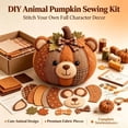 thumbnail image 2 of DIY Animal Pumpkin Sewing Kit, Cute Woodland Friends Fabric Craft Set, Pre-Cut Patchwork Sewing Project, Handmade Autumn Harvest Decoration For Home Display, 2 of 7