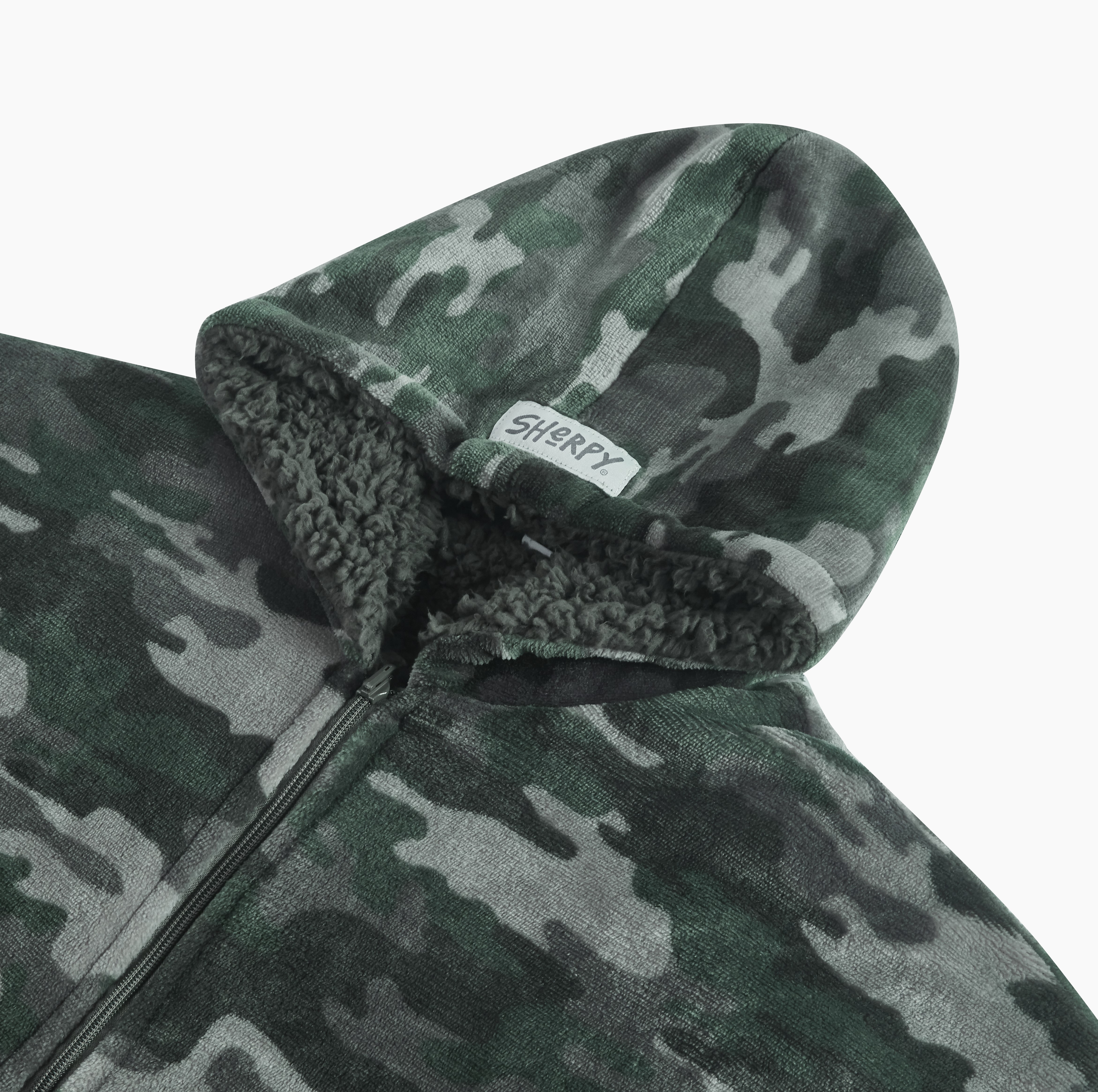 Sherpy For Adult Comfy Hoodie Wearable Blanket, Sean Camo