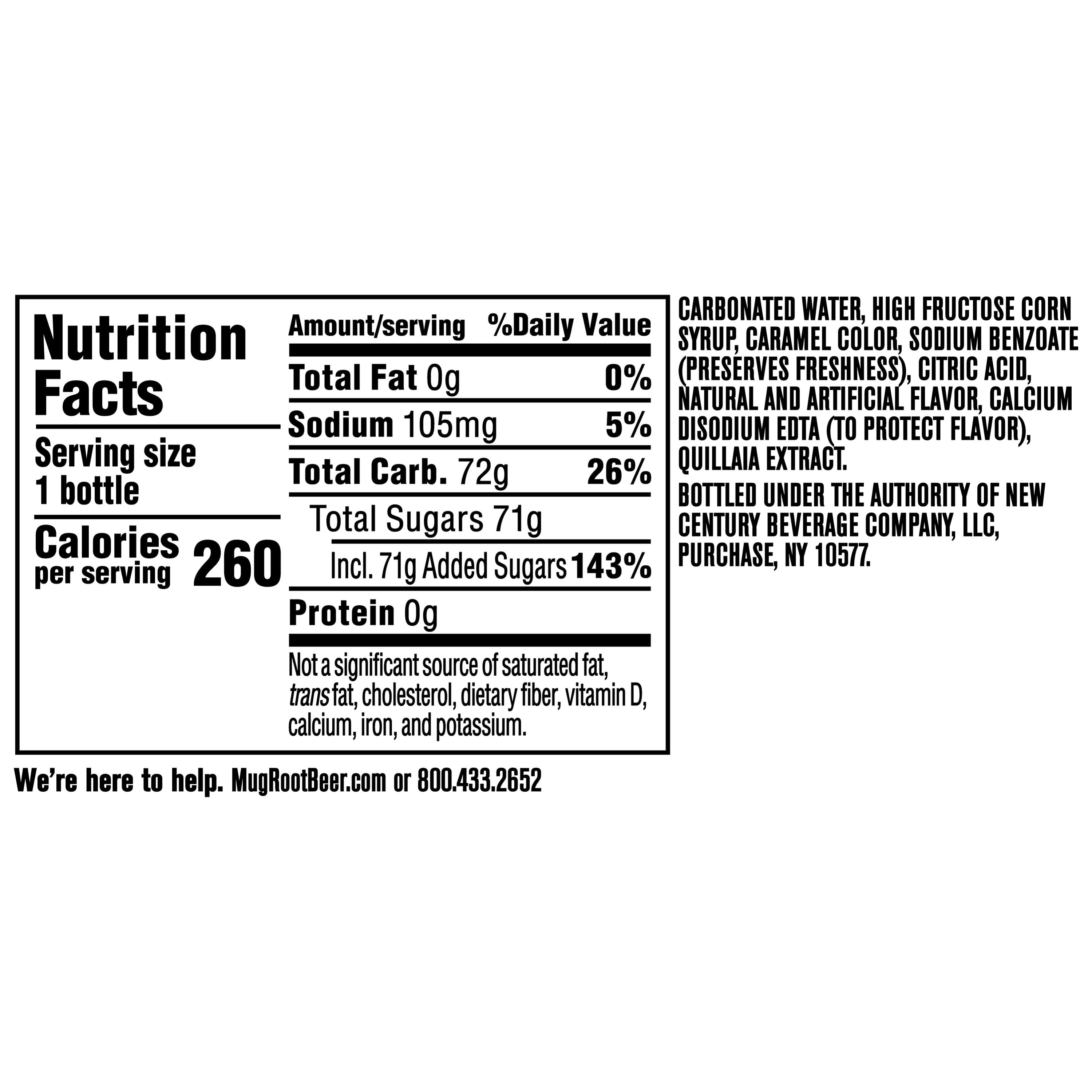 (4 pack) Mug Caffeine-Free Root Beer Soda Pop, 20 fl oz Bottle