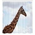 thumbnail image 3 of Giraffe Shower Curtain, Dotted Long Necked Animal Clear Sky Behind Clouds in Tanzania National Park Photo, Fabric Bathroom Set with Hooks, 69W X 84L Inches Extra Long, Multicolor, by Ambesonne, 3 of 3