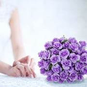 Naler 50 Pcs Purple Stemless Fake Silk Roses,1.6 Artificial Flowers Heads Bulk for Wedding Bouquets Party Birthday Decors