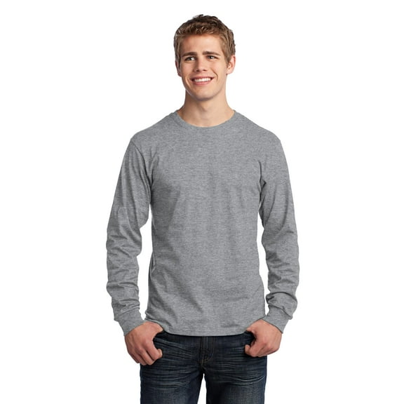 Port & Company - Long Sleeve 5.4-oz. 100% Cotton T-Shirt. - Athletic Heather - XL