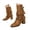 Brown, variant on Womens Mid Calf Boots with Tassel Pointed Toe Chunky Mid Heel Fashion Western Cowboy Cowgirl Boots
