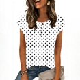 thumbnail image 2 of ZUKMRJPC Womens Summer Tops Short Sleeve Crewneck Polka Dot Button Down Pullover Tees Casual Loose Fit Basic Tunic Shirts, 2 of 7