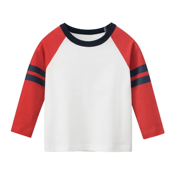 Toddler Boys Shirts Solid color Long Sleeve Red Shirt Basic Crewneck Cotton T Shirt Boys Shirts Size 2-3 Years Cute Boy Girl Clothing