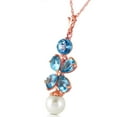 thumbnail image 2 of Galaxy Gold GG 14K Rose Gold 3.65 Carat Blue Topaz and Pearl Pendant Necklace - December Birthstone - Communication & Serenity - 16" to 24" - Fine Jewelry for Women, 2 of 3