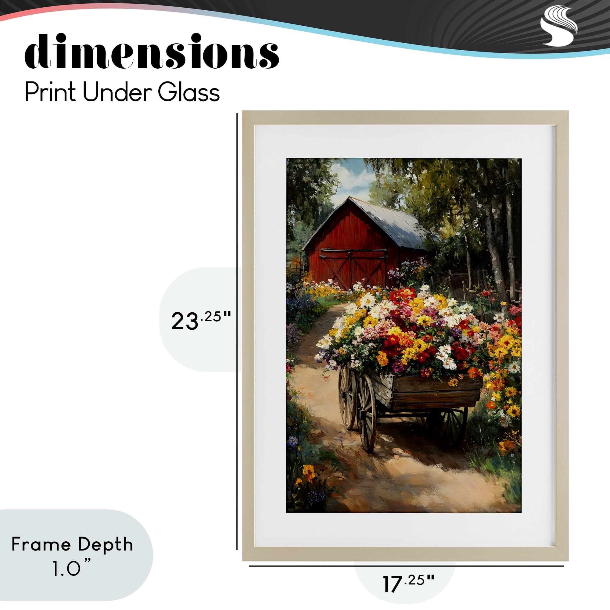 Stupell Industries Floral Wagon in Summer Garden Birch Framed Print Under Glass, design by Franklyn Gregory